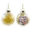 Transparent Christmas tree ball ornament with gold filling 8cm