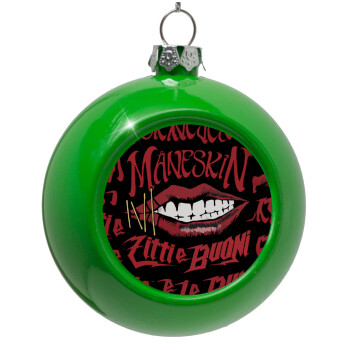 Maneskin lips, Green Christmas tree ornament bauble 8cm