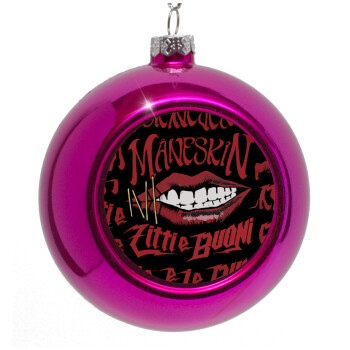 Maneskin lips, Purple Christmas tree ornament bauble 8cm