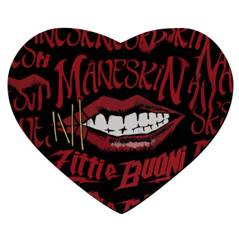 Maneskin lips, Mousepad heart 23x20cm