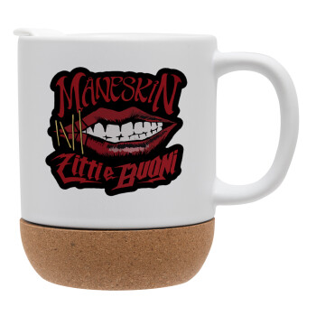 Maneskin lips, Ceramic coffee mug Cork (MAT), 330ml (1pcs)