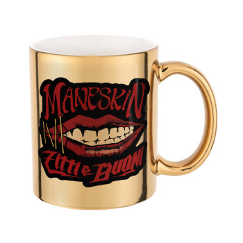 Maneskin lips, Mug ceramic, gold mirror, 330ml