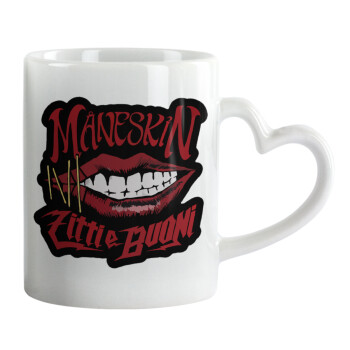 Maneskin lips, Mug heart handle, ceramic, 330ml