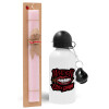 Easter Set, metallic aluminum bottle (500ml) & aromatic flat Easter candle (30cm) (PINK)