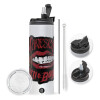 Travel Tumbler 2 Lids, with metal straw & cleaning brush (Stainless steel 304 Food grade, BPA free, 600ml)