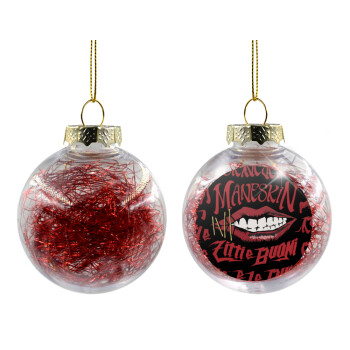 Maneskin lips, Transparent Christmas tree ball ornament with red filling 8cm