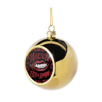 Maneskin lips, Golden Christmas tree ball ornament 8cm