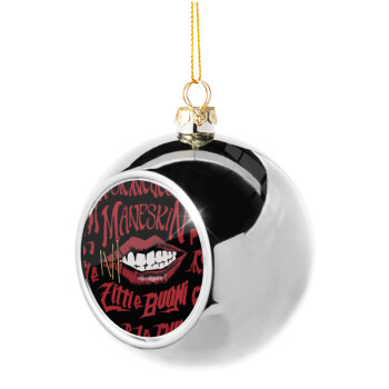 Maneskin lips, Silver 8cm Christmas tree ball ornament