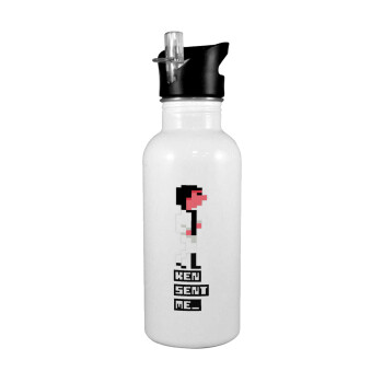 Ken sent me, Leisure Suit Larry, White water bottle with straw, stainless steel 600ml