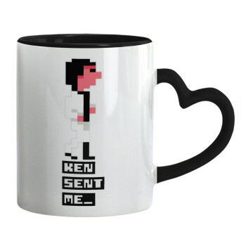 Ken sent me, Leisure Suit Larry, Mug heart black handle, ceramic, 330ml