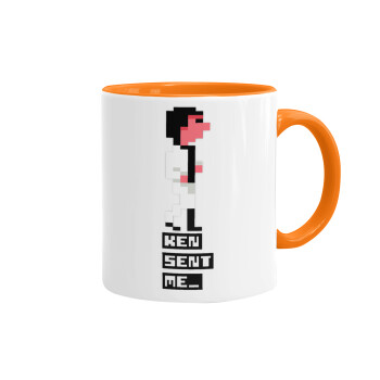 Ken sent me, Leisure Suit Larry, Mug colored orange, ceramic, 330ml