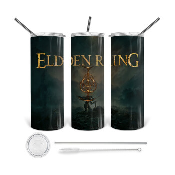 Elden Ring, 360 Eco friendly ποτήρι θερμό (tumbler) από ανοξείδωτο ατσάλι 600ml, με μεταλλικό καλαμάκι & βούρτσα καθαρισμού