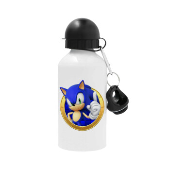 Sonic the hedgehog, Μεταλλικό παγούρι νερού, Λευκό, αλουμινίου 500ml
