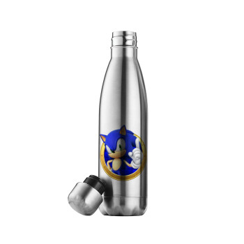 Sonic the hedgehog, Μεταλλικό παγούρι θερμός Inox (Stainless steel), διπλού τοιχώματος, 500ml