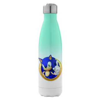 Sonic the hedgehog, Metal mug thermos Green/White (Stainless steel), double wall, 500ml