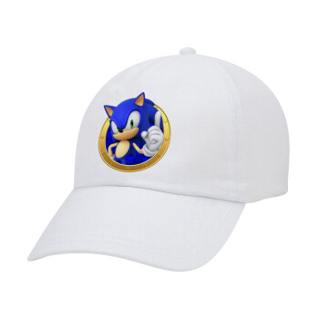 Sonic the hedgehog, Καπέλο Ενηλίκων Baseball Λευκό 5-φύλλο (POLYESTER, ΕΝΗΛΙΚΩΝ, UNISEX, ONE SIZE)