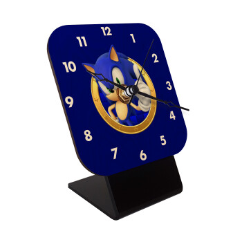 Sonic the hedgehog, Quartz Table clock in natural wood (10cm)