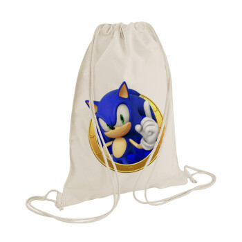 Sonic the hedgehog, Backpack bag GYMBAG natural (28x40cm)