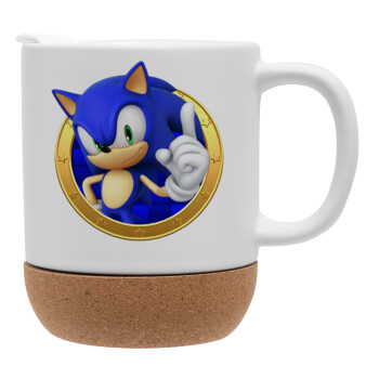 Sonic the hedgehog, Κούπα, κεραμική με βάση φελού και καπάκι (ΜΑΤ), 330ml (1 τεμάχιο)