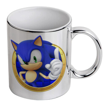 Sonic the hedgehog, Mug ceramic, silver mirror, 330ml