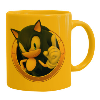 Sonic the hedgehog, Ceramic coffee mug yellow, 330ml (1pcs)