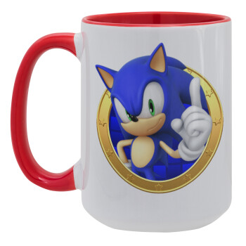 Sonic the hedgehog, Κούπα Mega 15oz, κεραμική Κόκκινη, 450ml