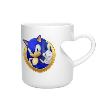 Sonic the hedgehog, Κούπα καρδιά λευκή, κεραμική, 330ml