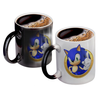 Sonic the hedgehog, Κούπα Μαγική, κεραμική, 330ml που αλλάζει χρώμα με το ζεστό ρόφημα (1 τεμάχιο)