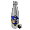 Metallic water bottle, stainless steel, 750ml