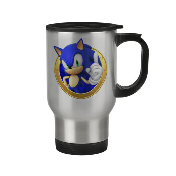 Sonic the hedgehog, Stainless steel travel mug with lid, double wall 450ml