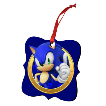 Sonic the hedgehog, Christmas ornament polygon wooden 7.5cm