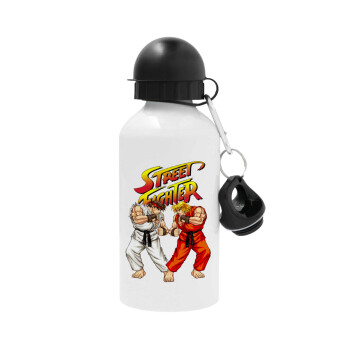 Street fighter, Metal water bottle, White, aluminum 500ml