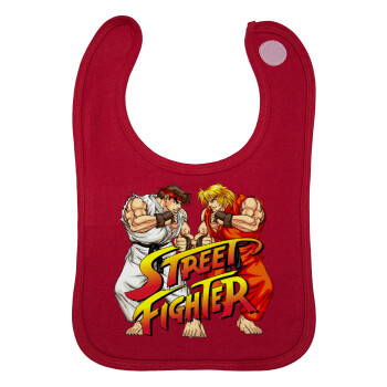 Street fighter, Σαλιάρα με Σκρατς Κόκκινη 100% Organic Cotton (0-18 months)