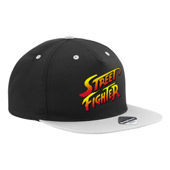 Street fighter, Καπέλο Ενηλίκων Flat Snapback Μαύρο/Γκρι, (100% ΒΑΜΒΑΚΕΡΟ TWILL, ΕΝΗΛΙΚΩΝ, UNISEX, ONE SIZE)