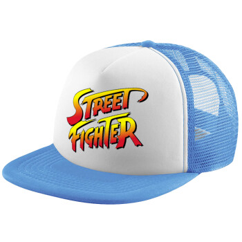 Street fighter, Child's Soft Trucker Hat with Blue/White Mesh (POLYESTER, CHILD, ONE SIZE)