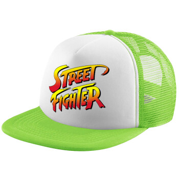 Street fighter, Καπέλο παιδικό Soft Trucker με Δίχτυ ΠΡΑΣΙΝΟ/ΛΕΥΚΟ (POLYESTER, ΠΑΙΔΙΚΟ, ONE SIZE)