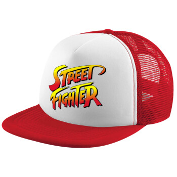 Street fighter, Καπέλο παιδικό Soft Trucker με Δίχτυ ΚΟΚΚΙΝΟ/ΛΕΥΚΟ (POLYESTER, ΠΑΙΔΙΚΟ, ONE SIZE)