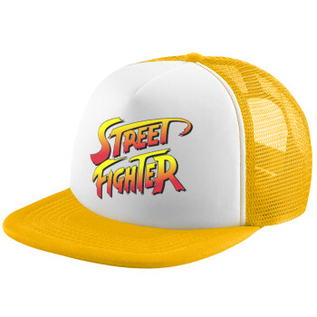 Street fighter, Adult Soft Trucker Hat with Yellow/White Mesh (POLYESTER, ADULT, UNISEX, ONE SIZE)