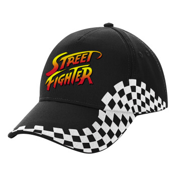 Street fighter, Adult Ultimate BLACK RACING Cap, (100% COTTON DRILL, ADULT, UNISEX, ONE SIZE)