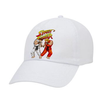 Street fighter, Adult Baseball Cap White 5-panel (POLYESTER, ADULT, UNISEX, ONE SIZE)