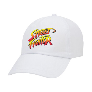 Street fighter, Adult Baseball Cap White 5-panel (POLYESTER, ADULT, UNISEX, ONE SIZE)