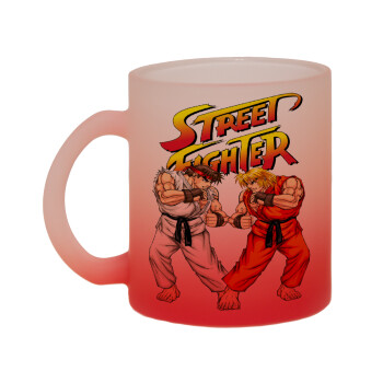 Street fighter, Κούπα γυάλινη δίχρωμη με βάση το κόκκινο ματ, 330ml
