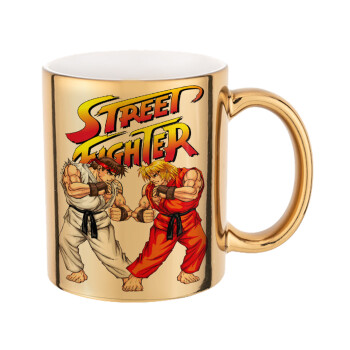 Street fighter, Mug ceramic, gold mirror, 330ml