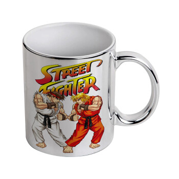 Street fighter, Mug ceramic, silver mirror, 330ml