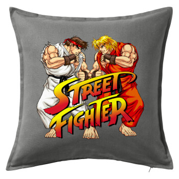 Street fighter, Sofa cushion Grey 50x50cm includes filling