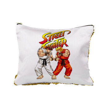 Street fighter, Sequin Gold Pouch Cosmetic Bag