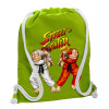 Backpack bag GYMBAG LIME GREEN, with pocket (40x48cm) & thick cords