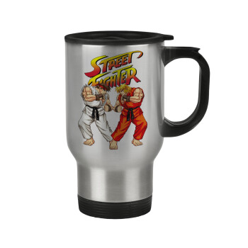 Street fighter, Stainless steel travel mug with lid, double wall 450ml