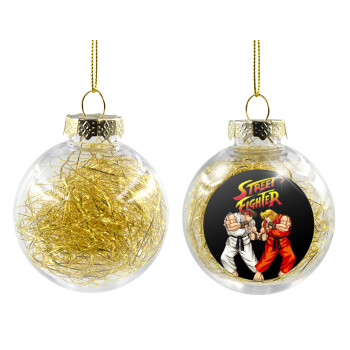 Street fighter, Transparent Christmas tree ball ornament with gold filling 8cm