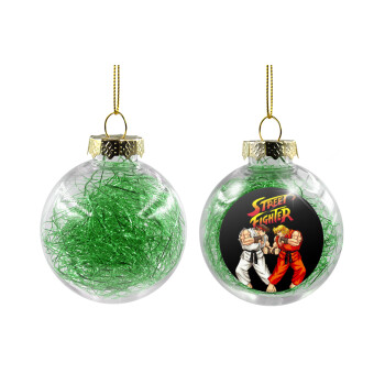 Street fighter, Transparent Christmas tree ball ornament with green filling 8cm